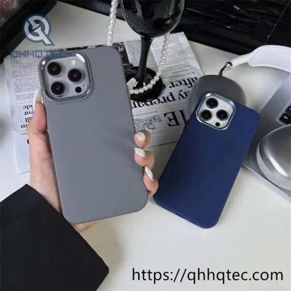 texture metal lens frame soft phone case