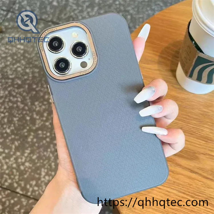 texture metal lens frame soft phone case