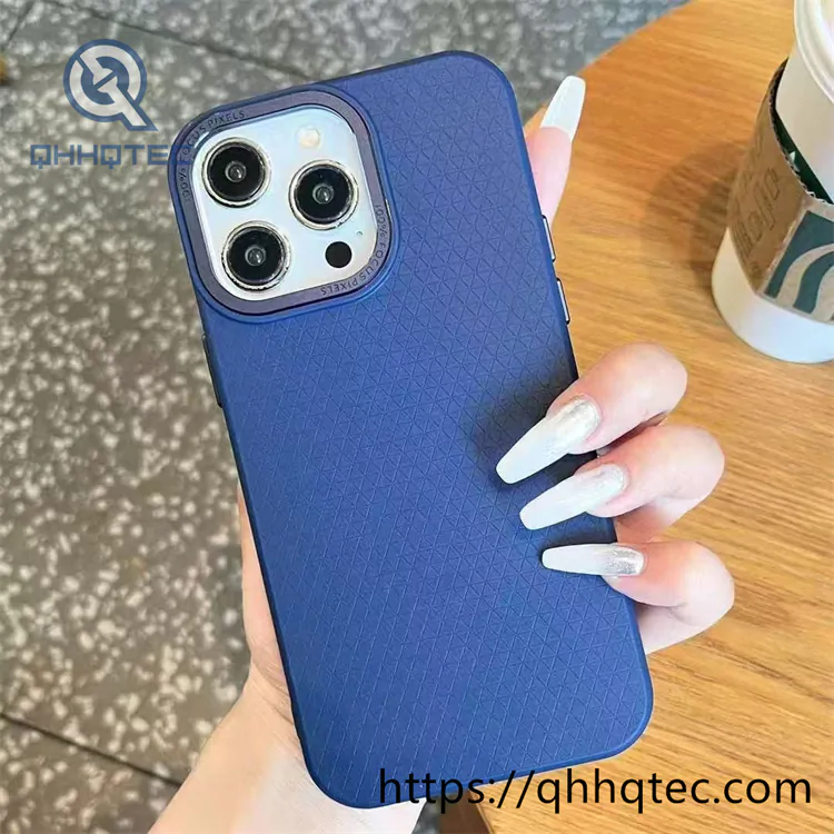 texture metal lens frame soft phone case