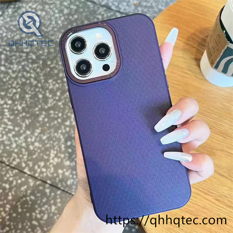 texture metal lens frame soft phone case