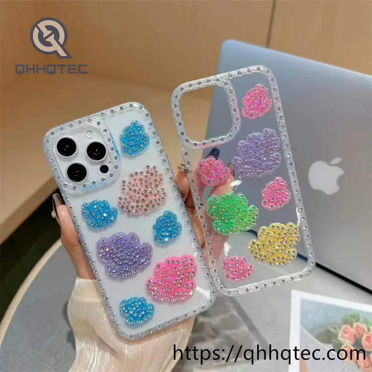 rainbow color 3d rose diamond phone case (复制)