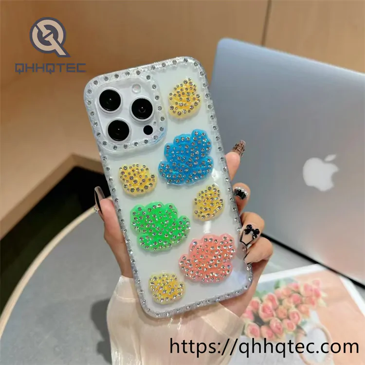 rainbow color 3d rose diamond phone case (复制)