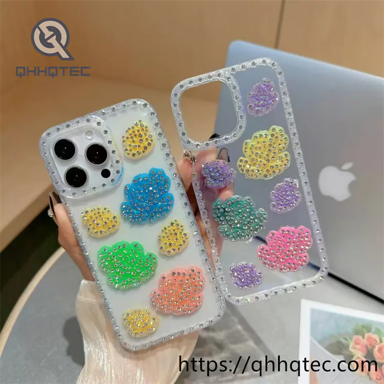 rainbow color 3d rose diamond phone case (复制)