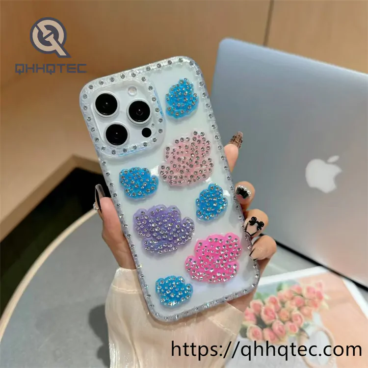 rainbow color 3d rose diamond phone case (复制)