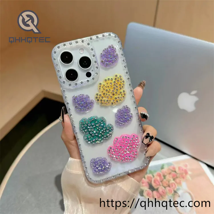 rainbow color 3d rose diamond phone case (复制)