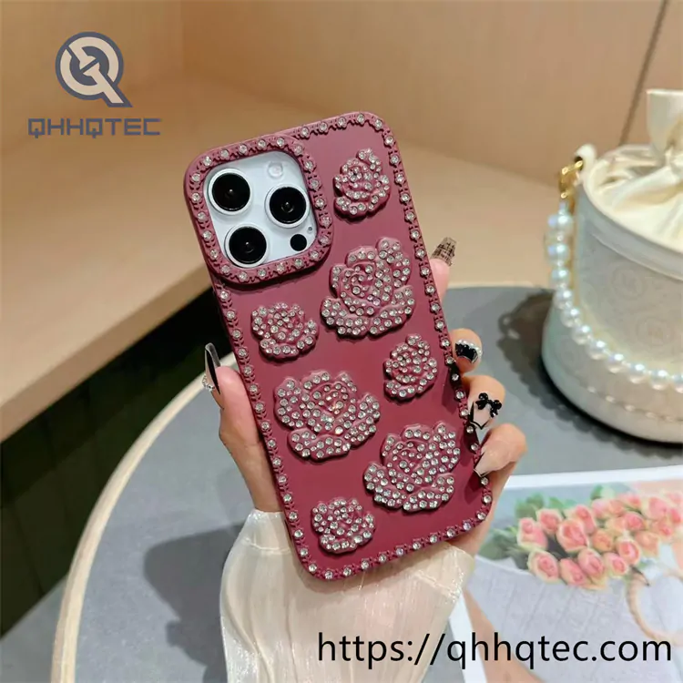 rainbow color 3d rose diamond phone case (复制)