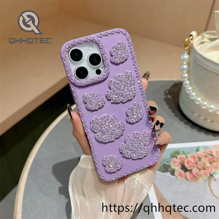 rainbow color 3d rose diamond phone case (复制)