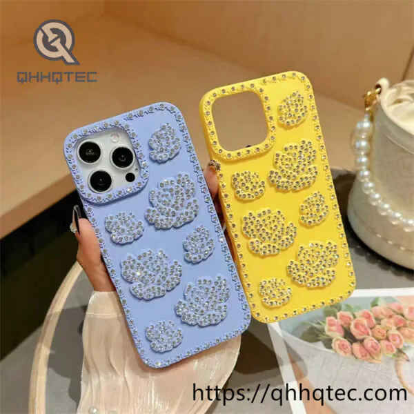 monochrome 3d rose diamond phone case