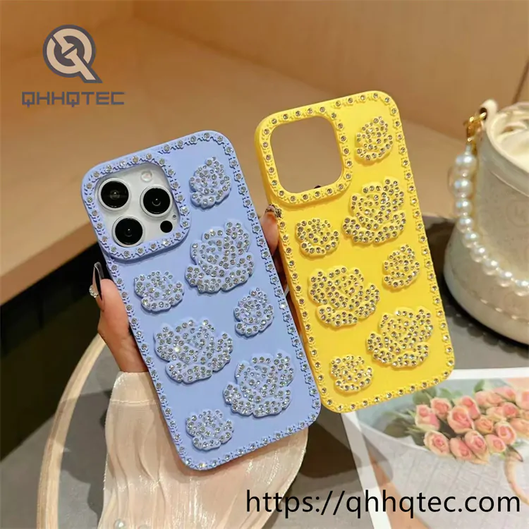monochrome 3d rose diamond phone case