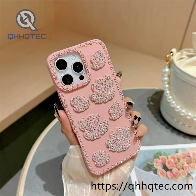 monochrome 3d rose diamond phone case
