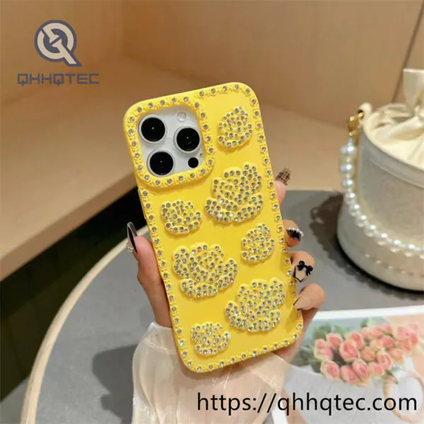 monochrome 3d rose diamond phone case