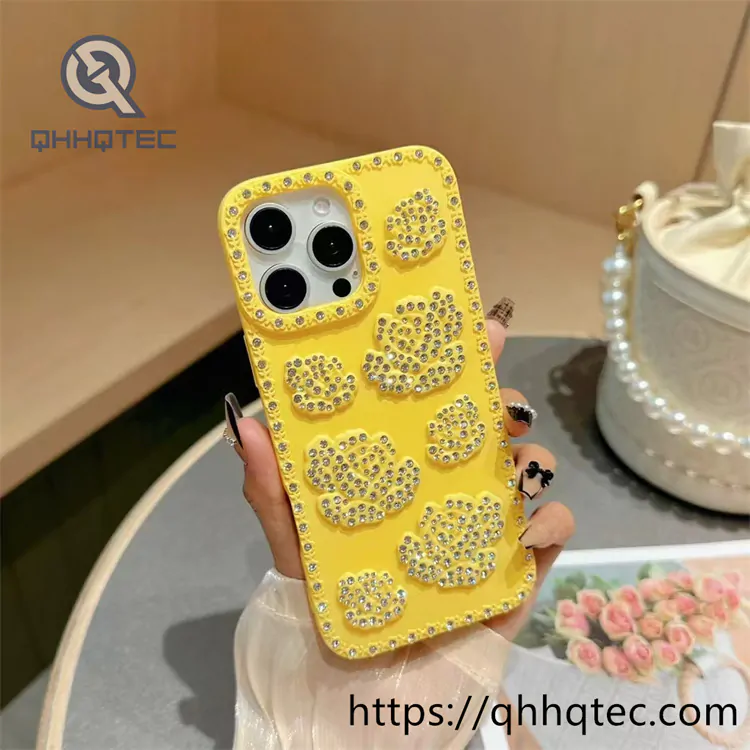 monochrome 3d rose diamond phone case