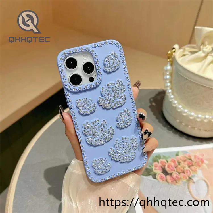 monochrome 3d rose diamond phone case