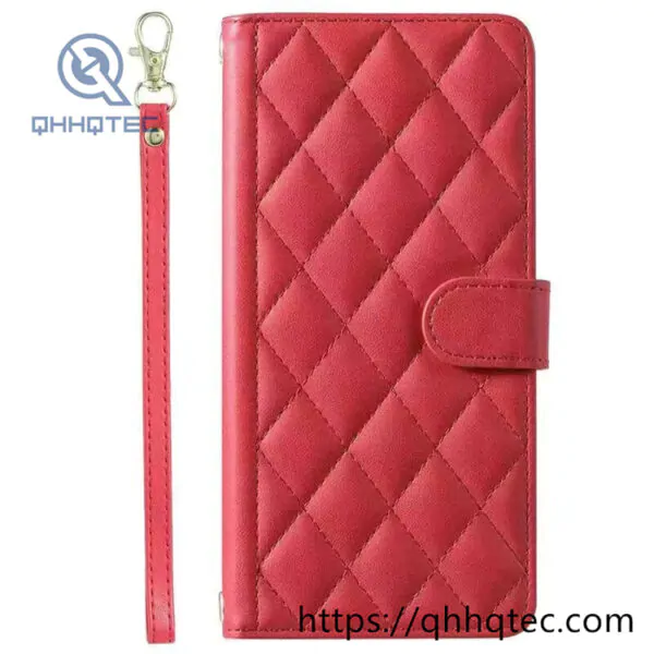 rhombus shape design leather folding phone cover