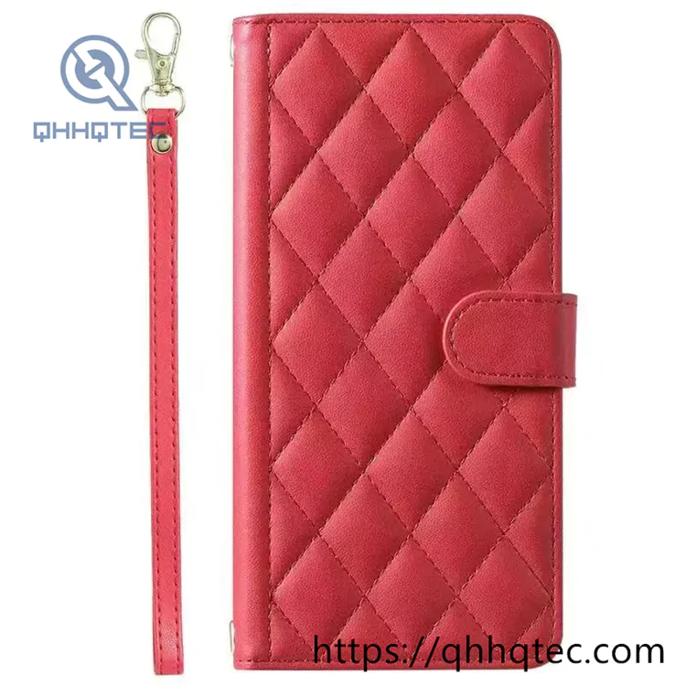 rhombus shape design leather folding phone cover