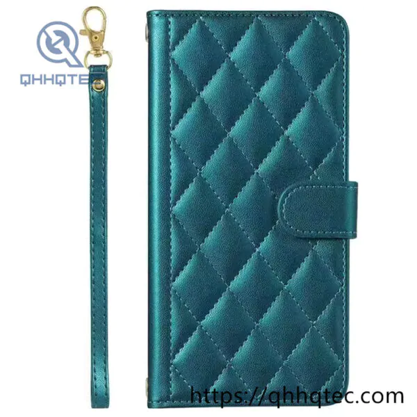 rhombus shape design leather folding phone cover