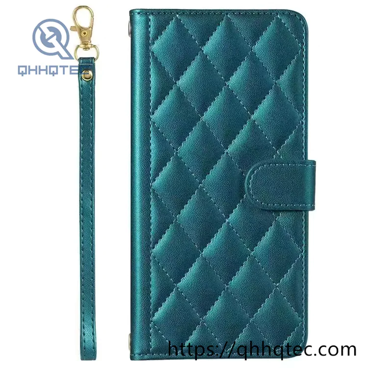 rhombus shape design leather folding phone cover