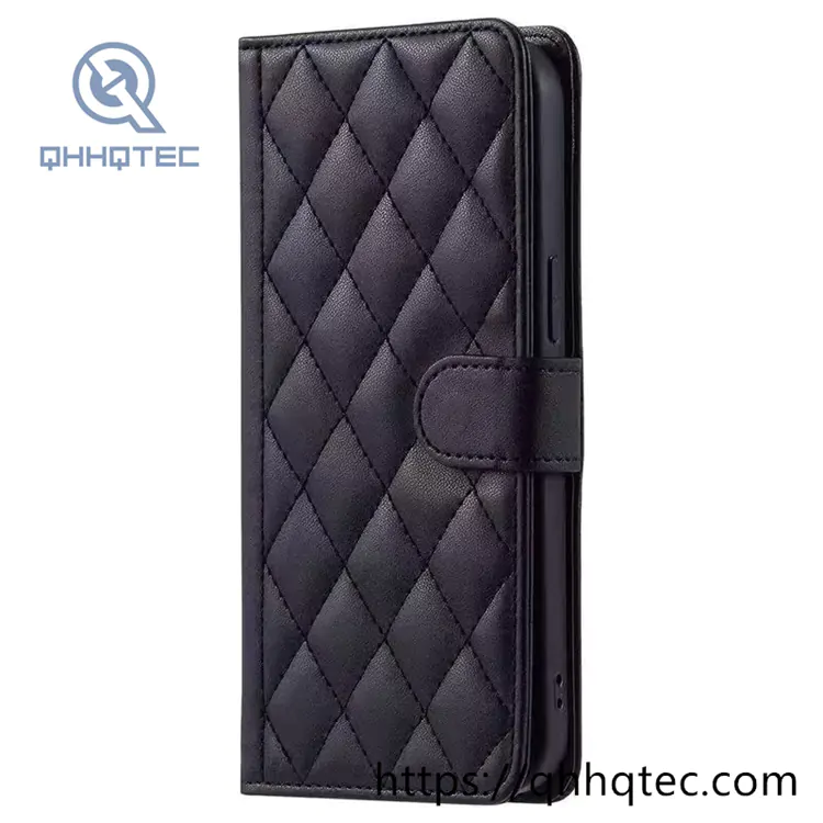 rhombus shape design leather folding phone cover