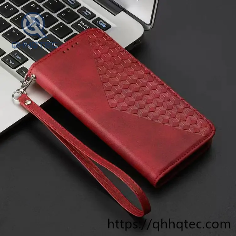 rhombus shape design leather folding phone cover (复制)