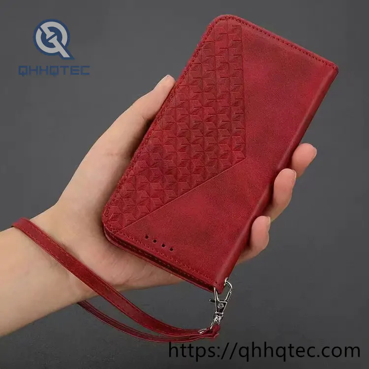 rhombus shape design leather folding phone cover (复制)