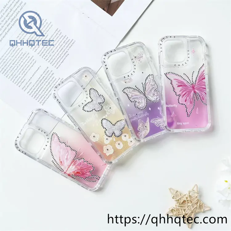 transparent gradient butterfly diamond 3 in 1 case