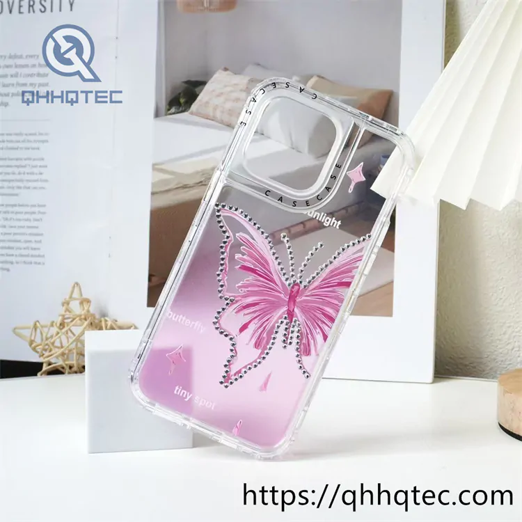 transparent gradient butterfly diamond 3 in 1 case