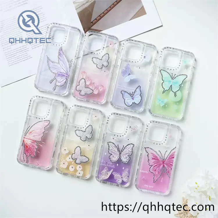 transparent gradient butterfly diamond 3 in 1 case