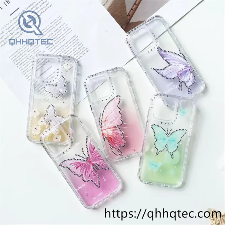 transparent gradient butterfly diamond 3 in 1 case