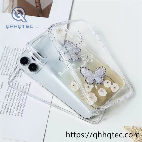 transparent gradient butterfly diamond 3 in 1 case