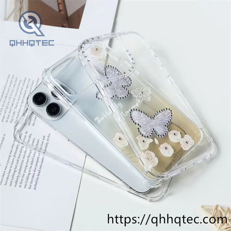 transparent gradient butterfly diamond 3 in 1 case