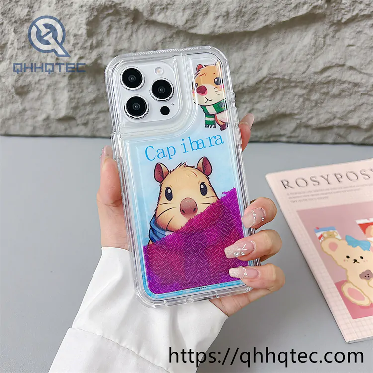 capibara colorful quicksand 2 in 1 phone cover