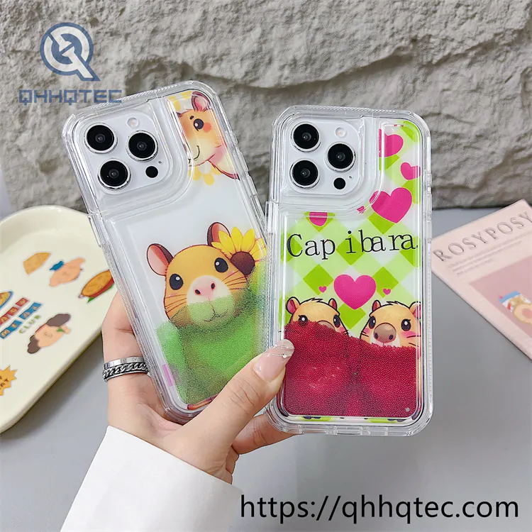 capibara colorful quicksand 2 in 1 phone cover