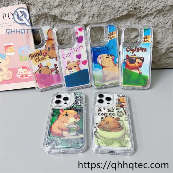 capibara colorful quicksand 2 in 1 phone cover