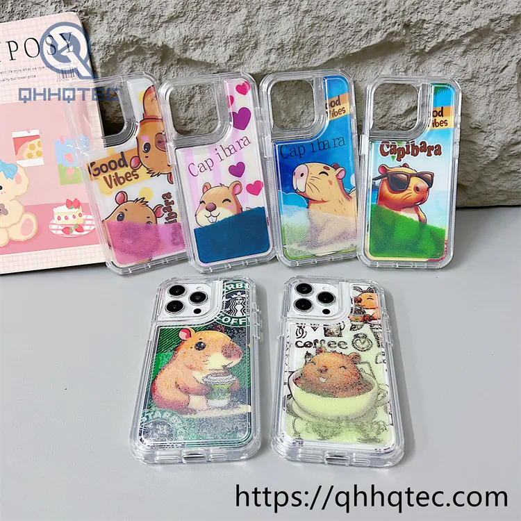 capibara colorful quicksand 2 in 1 phone cover