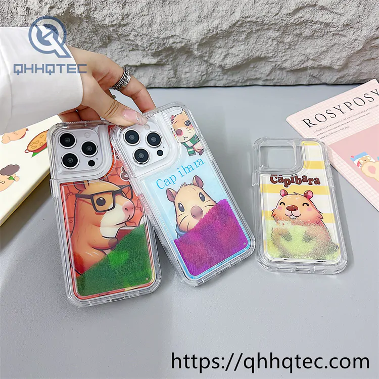 capibara colorful quicksand 2 in 1 phone cover