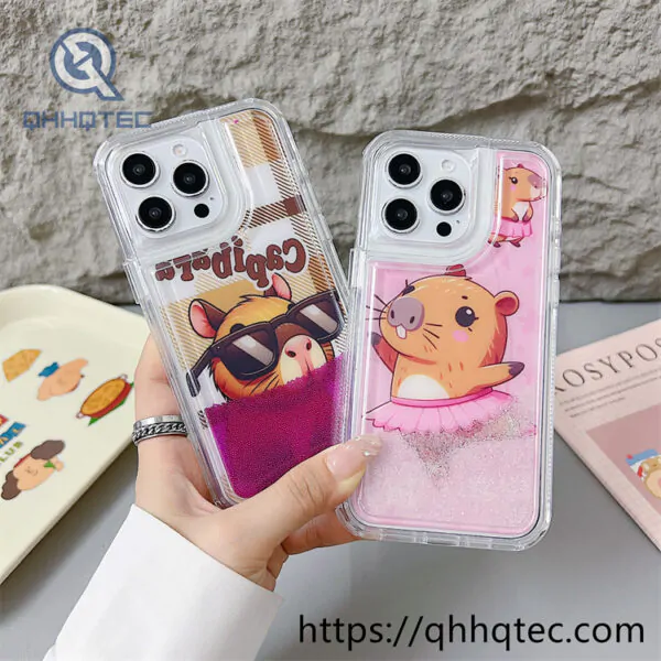 capibara colorful quicksand 2 in 1 phone cover