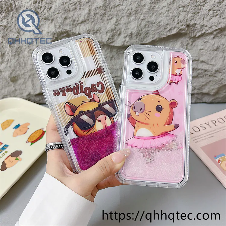 capibara colorful quicksand 2 in 1 phone cover