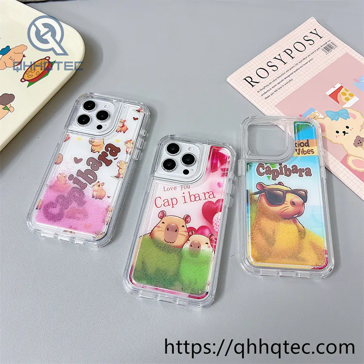 capibara colorful quicksand 2 in 1 phone cover