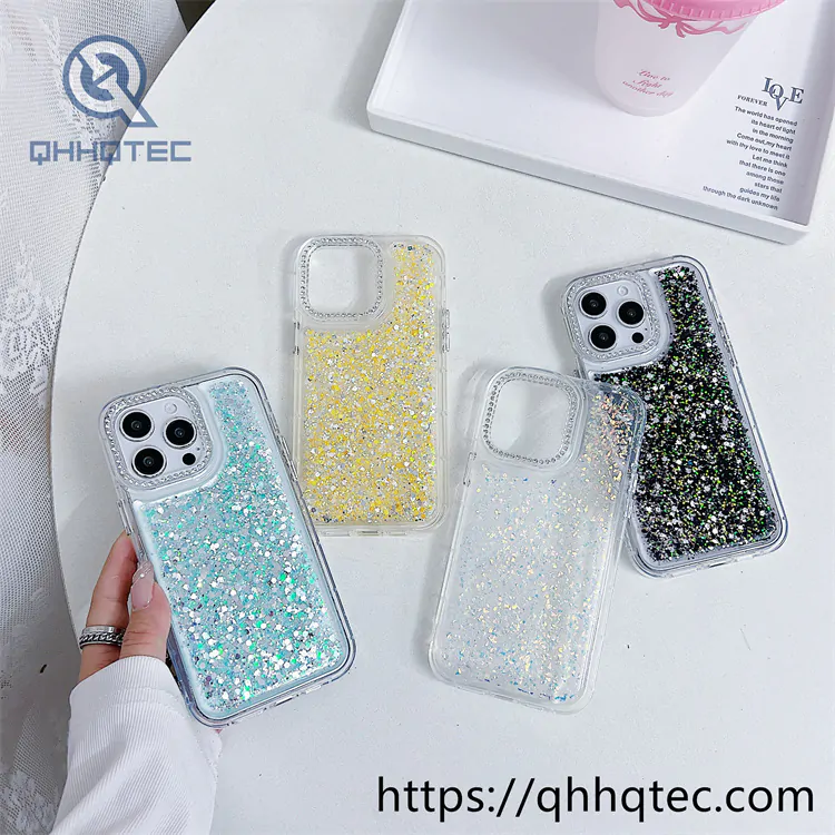 2 in 1 flowers quicksand diamonds phone cover (复制)