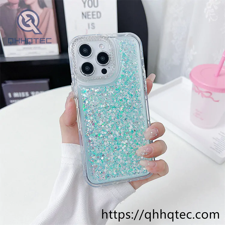2 in 1 full glitter diamonds dripping phone case