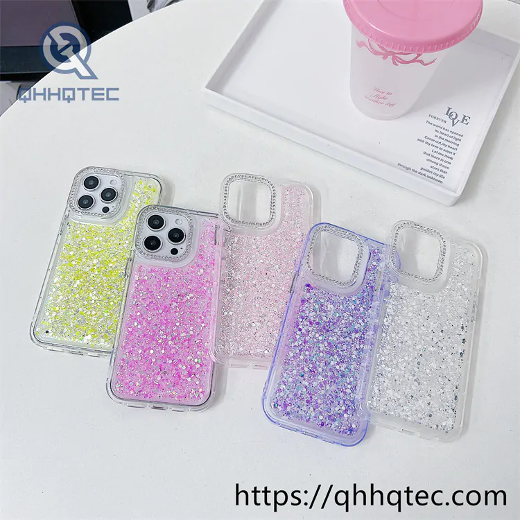 2 in 1 flowers quicksand diamonds phone cover (复制)