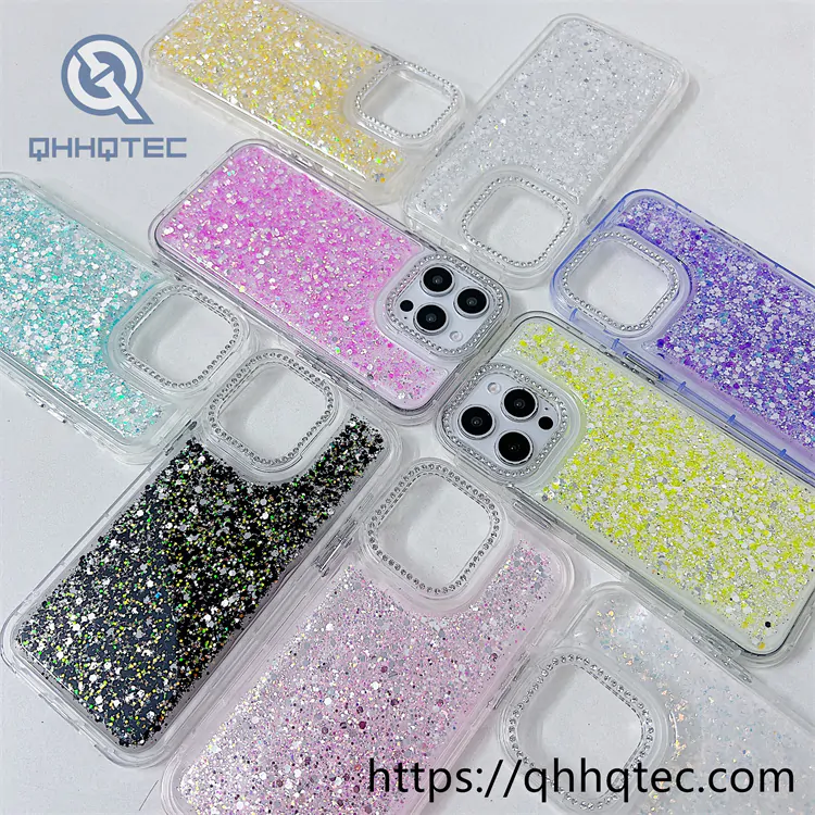 2 in 1 full glitter diamonds dripping phone case
