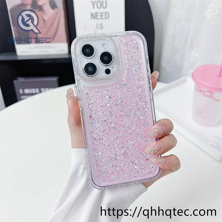 2 in 1 full glitter diamonds dripping phone case