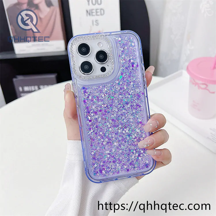 2 in 1 full glitter diamonds dripping phone case