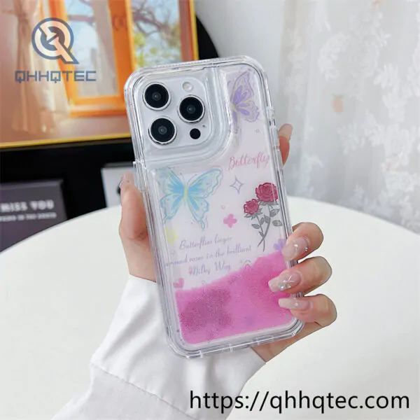 2 in 1 flowers quicksand diamonds phone cover (复制)