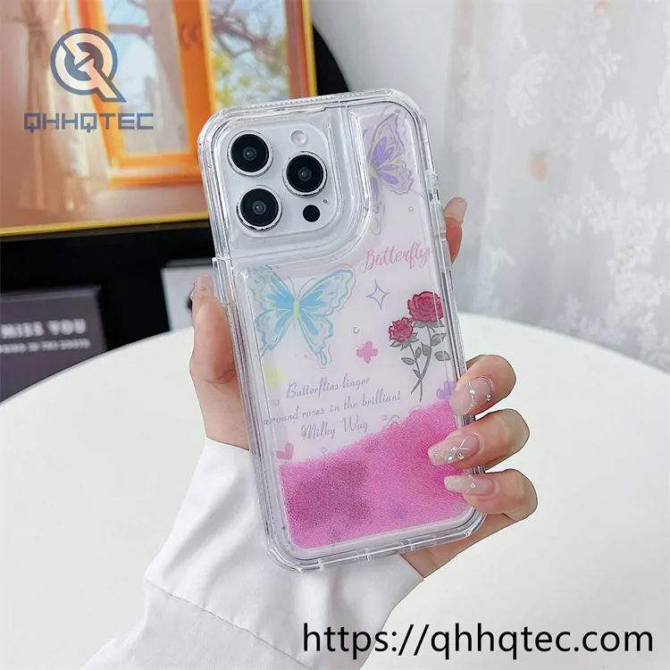 2 in 1 flowers quicksand diamonds phone cover (复制)
