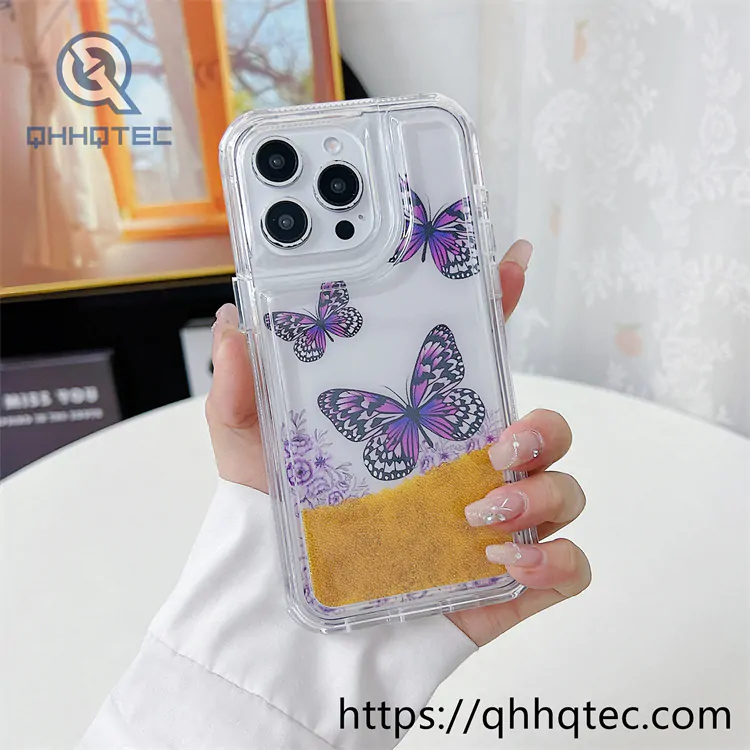 2 in 1 flowers quicksand diamonds phone cover (复制)