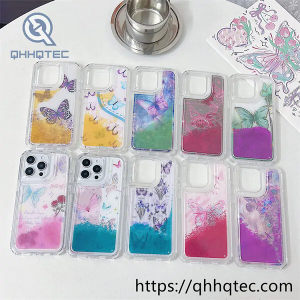 2 in 1 flowers quicksand diamonds phone cover (复制)
