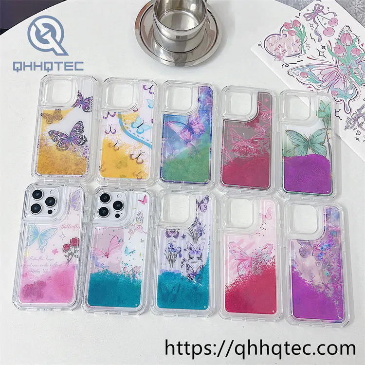 2 in 1 flowers quicksand diamonds phone cover (复制)