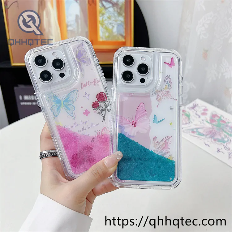 2 in 1 flowers quicksand diamonds phone cover (复制)